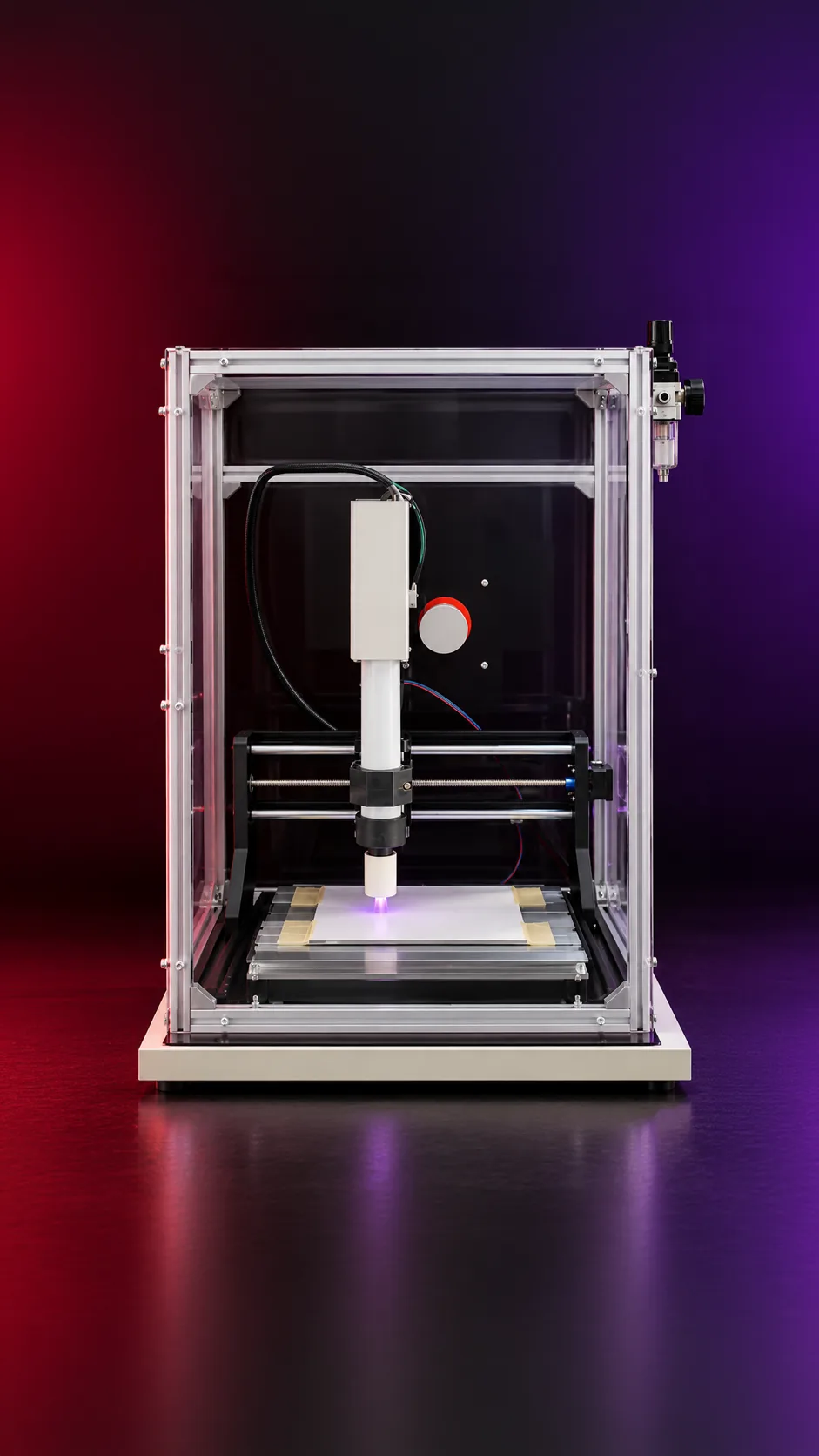 เครื่อง CNC Single-Head Gliding Arc Plasma โครงอะลูมิเนียมพร้อมผนังใส หัวปล่อยพลาสมาเดี่ยว